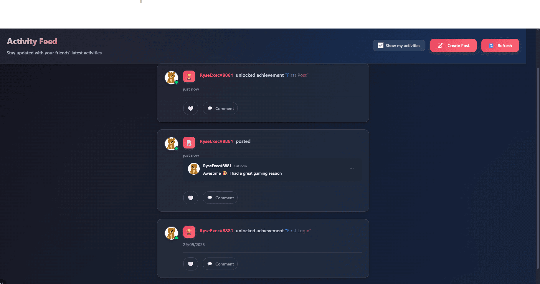 Feed page preview